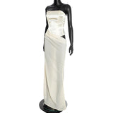  MQTIME  -  Strapless Sexy Off-shoulder Maxi Dress Women Gown High Waist Patchwork Sleeveless Backless Club Party Dress Elegant