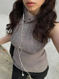MQTIME  -  Vintage Knitted Tank Tops for Women Y2K Fashion Turtleneck Sleeveless Slim Tops Summer Casual Tee Female Streetwear 2024