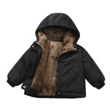 MQTIME  -   Winter Children Thickened Warm Jacket Boys Girls Fleece-lined Hooded Cotton Coat Soft Baby Sportswear Kids Outdoor School Outfit