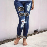 MQTIME  -  New Fashionable Boutique Women's Stretch Small Foot Women Jeans Ripped Holes Cut Washed Jeans Slim Leisure Women Jeans