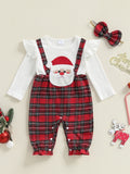 MQTIME  -  Toddler Boy Christmas Outfit Red Plaid Suspender Pants and Bow Tie Long Sleeve Shirt 2 Pcs Set for Holiday Party
