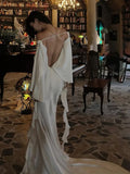 MQTIME  -  Elegant Sexy Wedding Dress Women 3d Flowers Slash Neck Backless Irregular Ruffled Tassels Dinner Party Chic Vestidos