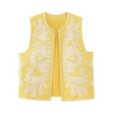 MQTIME  -  Embroidery Vest For Women Y2k Vintage Casual Sleeveless Cardigan Waistcoat Top Fashion Woman Floral Embroidered Vest