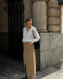  MQTIME  -  Winter Classic Knitted Suede High Waist Slim Straight Skirt European and American Versatile Sexy Split Casual Skirt Women
