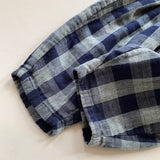 MQTIME  -  Children's Retro Blue Plaid Trousers Spring Autumn New Korean Boys And Girls Double-Layer Cotton Casual Harem Pants WTP121