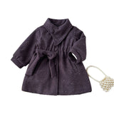 MQTIME  -  Toddler Girls Wool Jacket Bow Applique Thicken Warm Kids Baby Girls Coat New Winter Mid Length Infant Girl Outerwear Coat