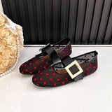 MQTIME  -  Summer Fashion Breathable Mesh Metal Buckle Women Ballet Flats Comfortable Soft Soles Mary Janes Walking Loafers Dance Shoes