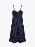 MQTIME  -  Women Retro Polka Dot Dress 2024 Summer Linen Blend Slim Slit Dress Fashion Street Sexy Nightclub Dress