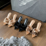 MQTIME  -  Women Sandals Spring Summer New Furry Shoes High Heel Slippers Pointed Toe Thin Heel Comfortable Versatile Fashion Boutique