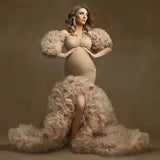 MQTIME  -  Pregnant Mermaid  Maternity Dress for Photography Ruffled  Maternity Robe Photo Shoot Dresses Women Puffy Ruched Prop Customized