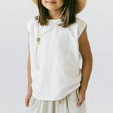 MQTIME  -  Girl's Linen T-Shirt Loose And Breathable Cool Sleeveless Summer Tank Top Unisex Basic Cotton Linen Tops For Boys And Girls