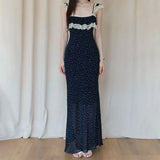 MQTIME  -  French Style Vintage Polka Dot Long Dress Summer Stylish Lace Patchwork Female Clothing Flying Sleeve Elegant Bag Hip Dresses