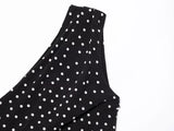 MQTIME  -  Polka Dot Slanted Shoulder Fashion Women Dress 2025 New Slim Sleeveless Black Party Dress For Summer Streetwear Woman Clothing