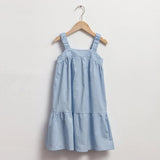 MQTIME  -  Girls Cotton And Linen Sleeveless Straps Dress Summer New Ruffled Hem Casual Vacation Backless Linen Dresses