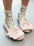 MQTIME  -  Y2K Wings Shaped Round Toe Flat Shoes Women Sweet Mini Bow Decor Slip On Unique Designer Casual Ballet Flats Woman
