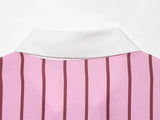 MQTIME  -  Vintage Pink Striped Women Casual Single Breasted Shirts Loose Turn-down Collar Shirt Fashion Spring Female Shirts