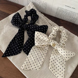 Mqtime Woman Spring Summer Dot Hair Ribbon Scrunchies Women Hair Accessories Elastic Hairband Hair Ties Rope Gum Rubber Band