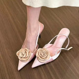 MQTIME  -  Fashion Thin High Heels Buckle Strap Women Pumps Sexy Flower Pointed Toe Mules Shoes Elegant Banquet Prom Sandals 35-43