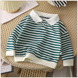 MQTIME  -  Autumn Spring Polo Shirt For 1-10Y Boys Striped Turndown Collar Kid Boys Bottoming Shirt Casual Threaded Cuffs Infant Girls Tops