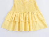 MQTIME  -  Woman's Beach Style Sexy A-Line Dresses Yellow Plaid Sleeveless Bow Decorate Backless Summer Mini Dress Woman Trendy