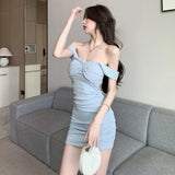 MQTIME  -  2024 Summer New Sweet and Spicy Pleated Suspended Dress Sexy and Pure Desire Style Slim Fit Wrap Hip Slimming Short Skirt