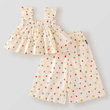 MQTIME  -  2Piece Sets Summer Toddler Girl Clothes Korean Cute Dot Sleeveless Cotton Baby Tops+Loose Pants Boutique Kids Clothing BC1759