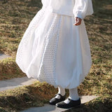 MQTIME  -   classic bud  polka dot splicing layers rich skin feel soft spring puffy skirt women  Slight Strech
