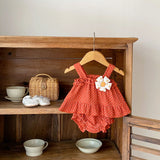 MQTIME  -  Summer New Fashion Versatile Infant and Toddler Girl Baby Sweet Dot Printed Suspended Top+Bottom Wrapped Pants Sleeveless Set