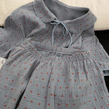 MQTIME  -  Korean Polka Dot Double-layer Cotton Yarn Short-sleeved Pajamas for Women's Summer New Soft and Skin-friendly Home Clothing