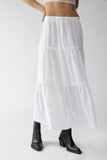 MQTIME  -  Low Waist Plain Skirts Low Waist Layered Maxi Skirts Ruffled Candy Color Sweet A-line Skirt Macaron Color Soft Skirt