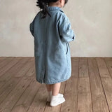 MQTIME  -  Autumn New Girls Denim Dress Children Long Sleeve Lapel Princess Dress For Baby Girl Denim Casual Dress Kids Clothes