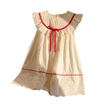 MQTIME  -  Summer Kid Girl Sleeveless Dress Round Neck Lace Cute And Sweet Buttful-knot Princess Dress Baby Girl Cool Dress Clothes