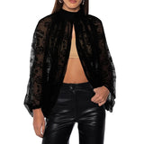 MQTIME  -  Womens Sheer Shawl Cape Lace Floral Batwing Lantern Sleeve Split Front Blouse Mesh Poncho Top Shrug Bolero Cover Ups