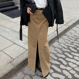  MQTIME  -  Winter Classic Knitted Suede High Waist Slim Straight Skirt European and American Versatile Sexy Split Casual Skirt Women