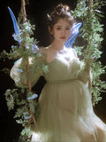 MQTIME  -   Photography Props  Forest Green Fairy Maternity Dresses for Photo Shoot Pregnancy Dress Pregnant Elegant Studio Prop