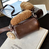 MQTIME  -  Cute Retro Plush Bread Handbag Cookies PU Mini Storage Bag Crossbody Bags Shoulder Bag Women's Bags Messenger Bag