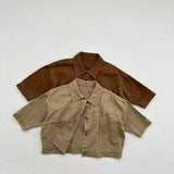  MQTIME  -  Autumn New Children Long Sleeve Coat Solid Boys Casual Cargo Jacket Fashion Girls Vintage Cardigan Cotton Kids Clothes