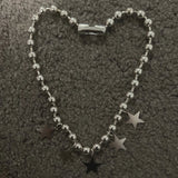 Mqtime Grunge Punk Style Stainless Steel Five-pointed Star Charms Bead Chain Choker Necklace for Women 90S Harajuku Y2K Gothic Necklace