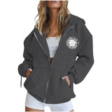 MQTIME  -  Women Zipper Hoodies Spring Autumn Fashion Print Sweatshirts Loose Tops Hip Hop Harajuku Jackets Female Casual Outerwear