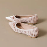MQTIME  -  Fashion Satin Bowknot Pleated Designer Women Pumps Elegant Pointed toe Low Heeled Shallow Spring Summer Office Lady Dress Shoes