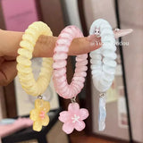 MQTIME  -  Cherry Blossom Candy Color Jelly Phone Line Hair Band Children's Spring New High Elasticity Seamless Hair Girl Headdress
