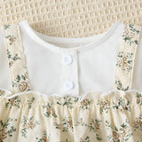 MQTIME  -  2025 Spring New Baby Girls Clothes Long Sleeve Toddler Girls Floral One Piece And Hat 2 Pcs Baby Bodysuits