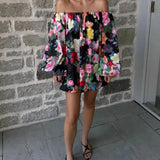 MQTIME  -  Sexy One Shoulder Backless Dress Vintage Floral Print Mini Dress For Women Elegant Loose Long Sleeved Beach Vacation Dress
