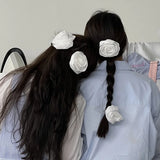 Mqtime  Korean White Flower Camellia Cotton Lace Hair Clip Simple Temperament INS Design Hairpin for Women Girls Hair Accessories