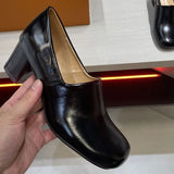 MQTIME  -  Minimalist Style Round Head Deep Mouth Single Shoes Women's Thick Heel High Heels Spring New Niche Leather Shoes