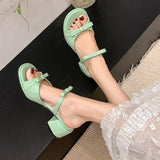 MQTIME  -  Women Sweet Bow Chunky Heel Slides Sandals Open Toe Casual Mules Shoes Floral Lining Summer Style Beach Dress Footwear Ladies