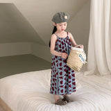 MQTIME  -  Summer Baby Girl Sling Dress Cotton Korean Sleeveless Toddler Girl Vestido Loose Thin Rose Printed Children Girl Slip Dress