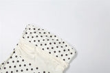 MQTIME  -  Lace Up Ribbon Patchwork Polka Dots Print Strapless Mini Dress Women Sexy Ruffles Hem Sleeveless Backless Bodycon Party Clubwear