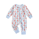 MQTIME  -  Toddler Girl Winter Snowflake Print Hooded Romper Long Sleeve Zipper Jumpsuit Christmas Elk Outfit with Pom Pom Hat