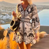 MQTIME  -  Women's Printed Short Dress, Casual and Fashionable Beach Style, Summer New Item